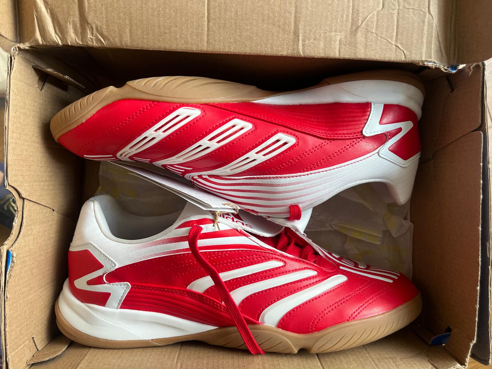 adidas Predator Sala Trainers Red White - Size UK 8.5 (Brand New In Box)