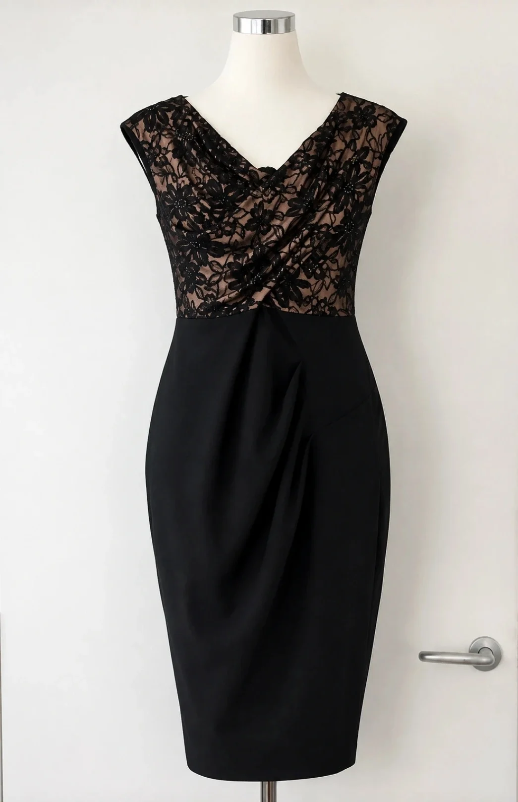 Jessica Wright Black Lace Pencil Midi Dress UK 10 Occasion Wedding