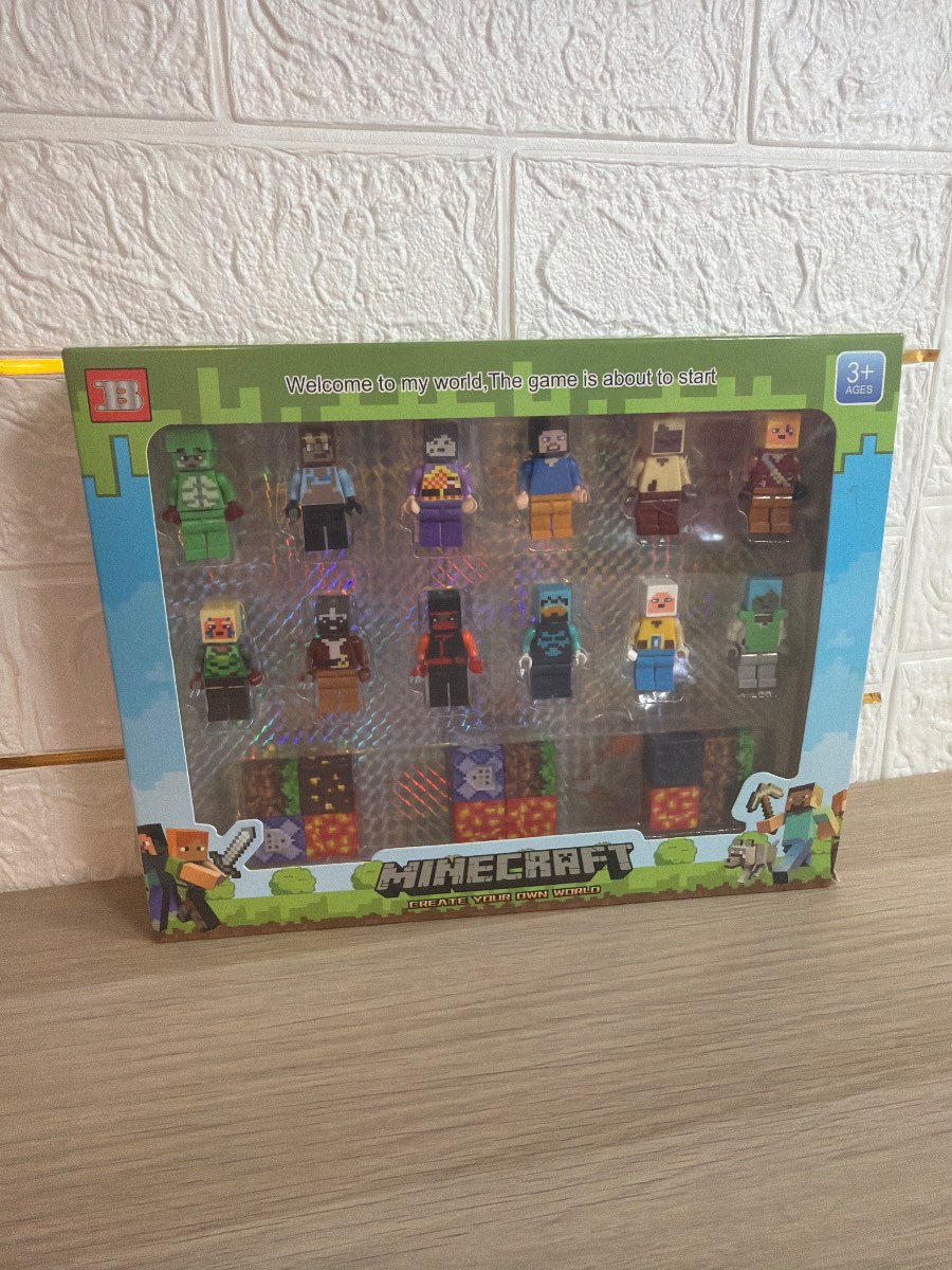 Minecraft Figures Set 12PCS + Magnetic Blocks 12PCS + Accessories