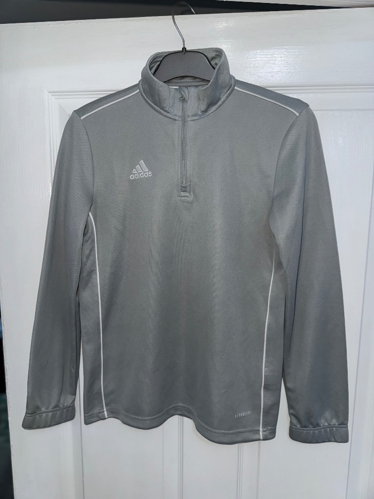 Adidas boys grey tracksuit zip top 11-12 years