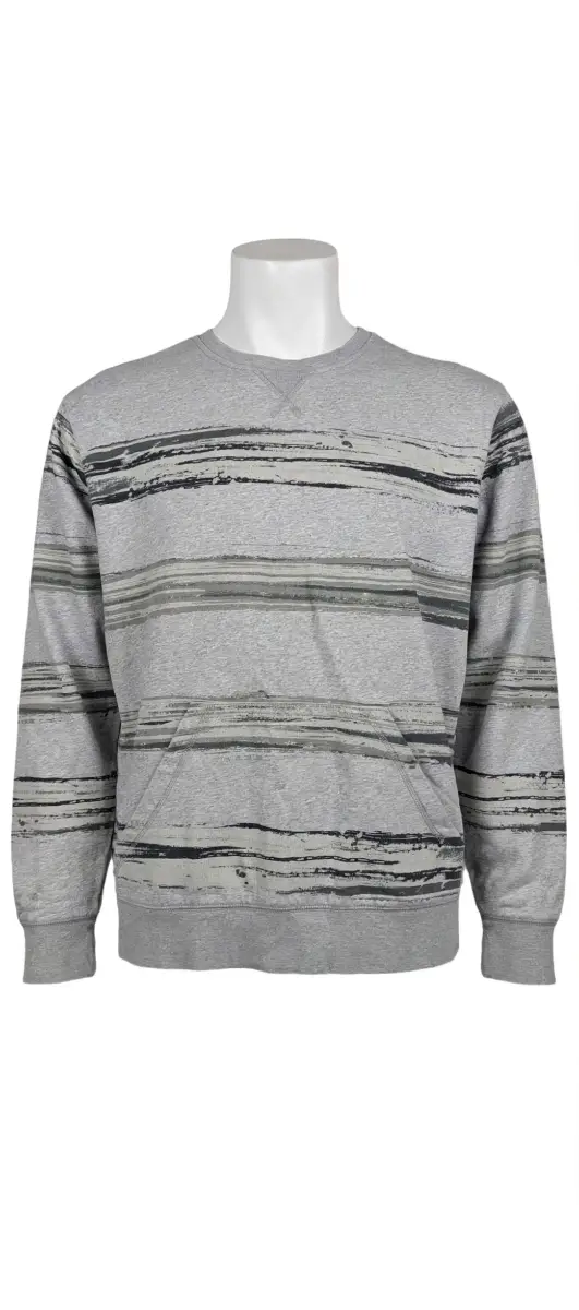 Billabong Grey & Black Striped Long Sleeve Top - Surfwear Sweatshirt - Mens / Unisex-Medium