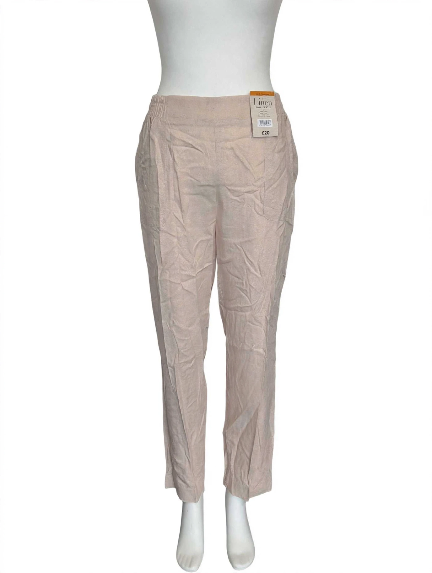 Bonmarchè- Linen Blend badge tapered trousers - size 16 25" leg