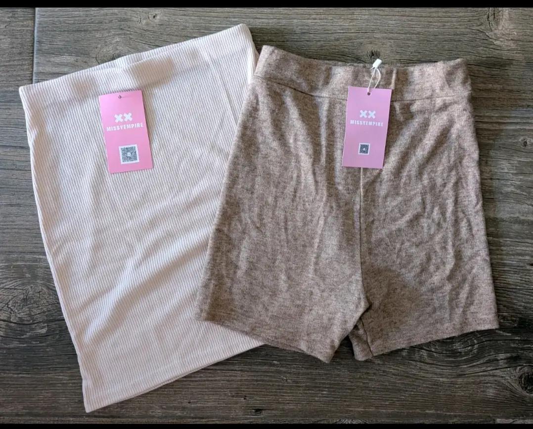 Miss empire bundle - ribbed cream skirt size 8 - mocha shorts size 6 - BNWT