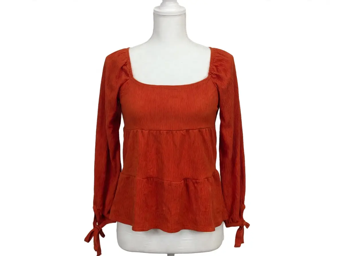 George Asda Burnt Orange Babydoll Top - Size 14  - Puff Sleeve - BNWT