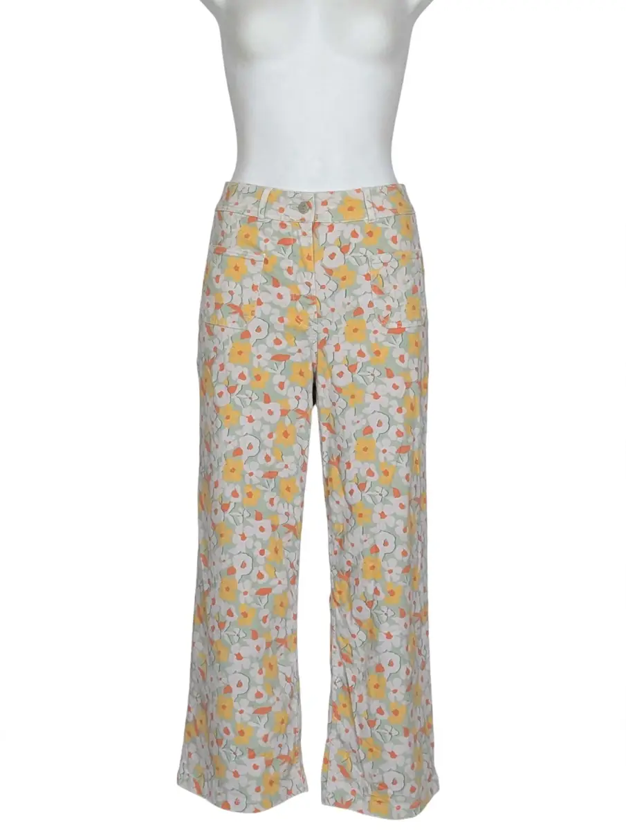 Next white / orange / yellow high rise floral Jeans size 16