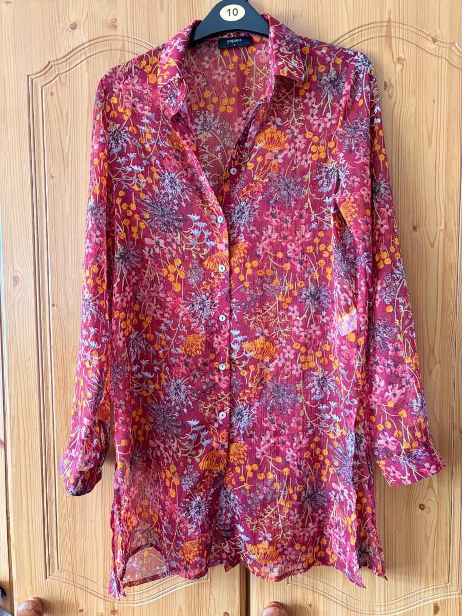 Preloved ladies Papaya sheer shirt