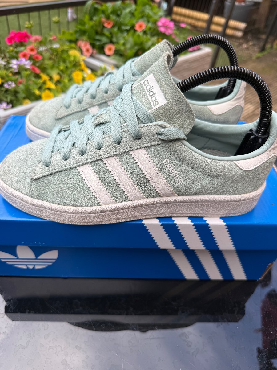 Adidas Campus Trainers Mint Green White Suede UK 4 EU 36.5 Casual Shoes BY9578