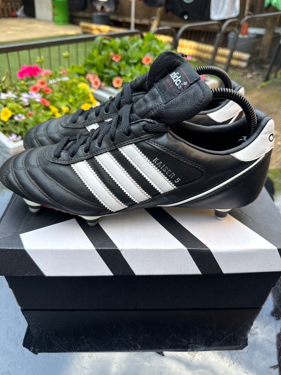 Adidas Kaiser 5 Liga SG Football Boots Black White Leather UK 8 Soft Ground