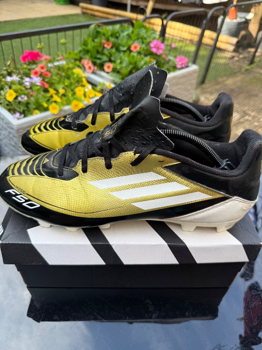 Adidas F50 Messi FG Football Boots – Gold/Black – UK 12