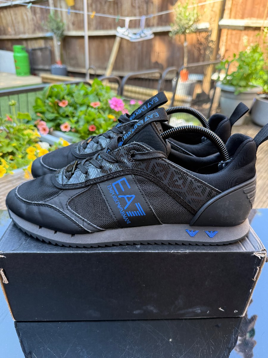 EA7 Emporio Armani Trainers Black Blue Mesh Sneakers UK 8 EU 42 Men’s