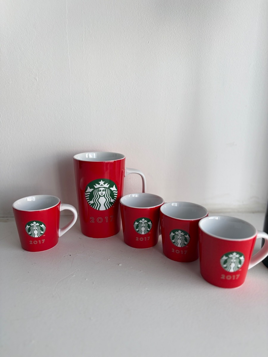 Starbucks 2017 Red Mug & Espresso Set | Set of 5 | Very Good Condition