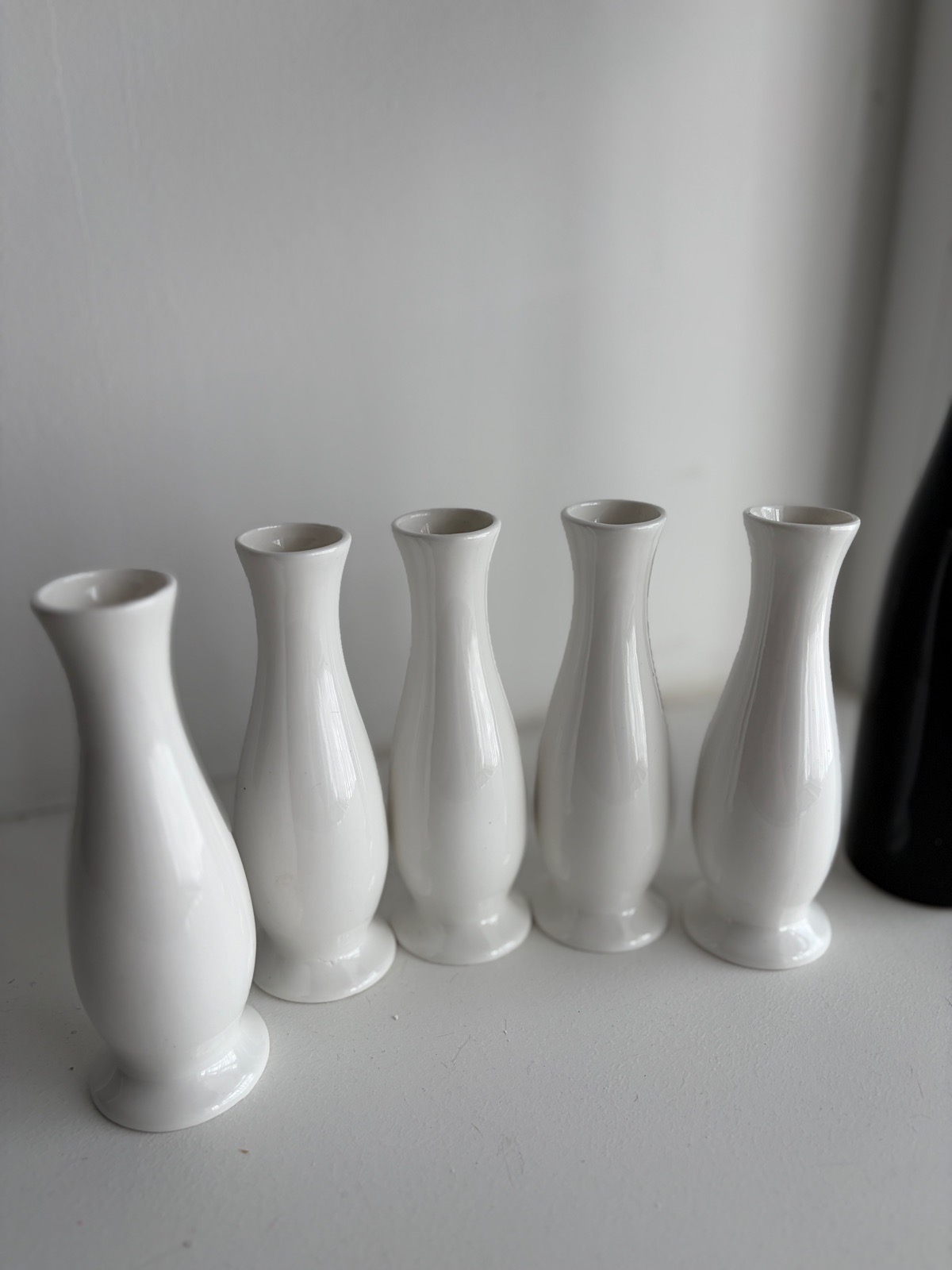 Set Of 5 Vintage White Porcelain Bud Vases | Very Good Condition