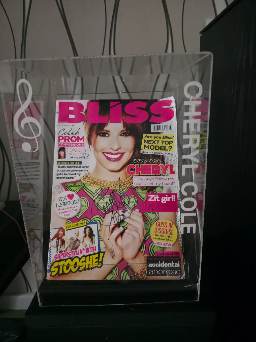 Signed Cheryl Cole Bliss Magazine July 2012 with Custom Acrylic Display Case