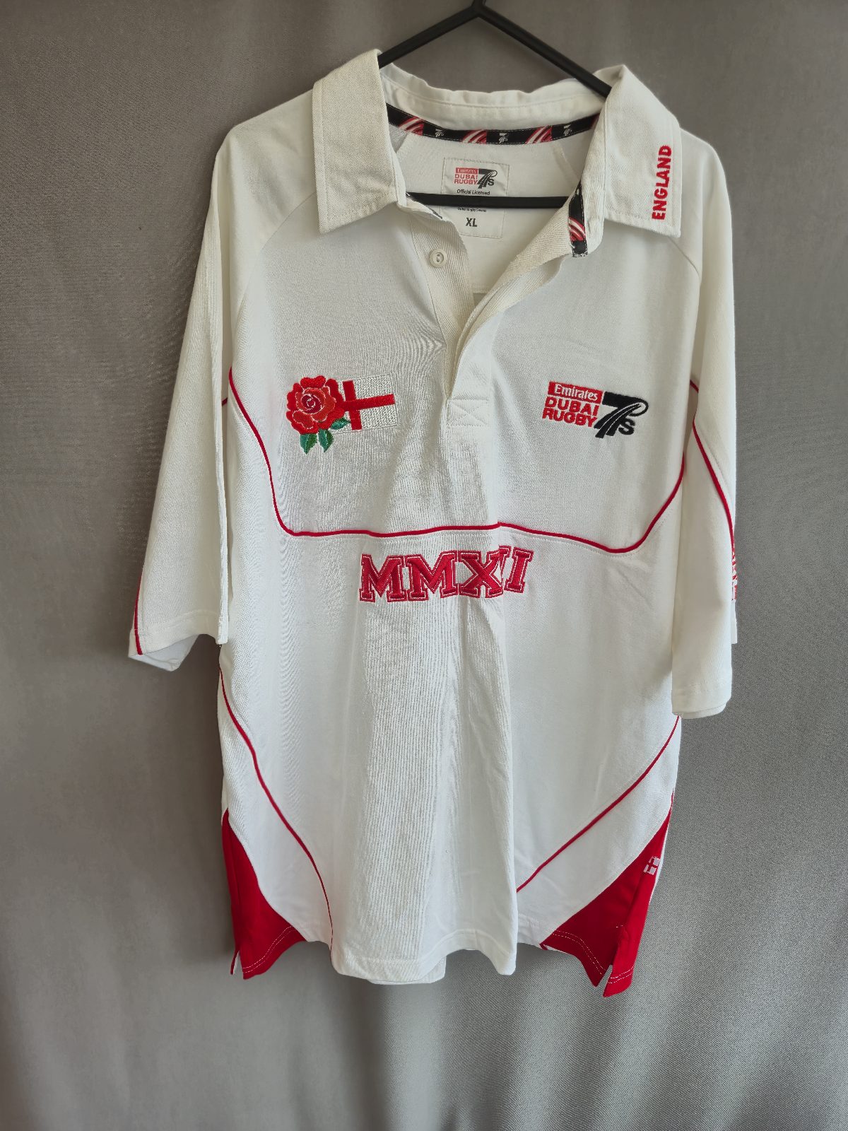 England Rugby Polo XL Dubai 2011 Rugby Sevens Cotton Retro Collectible