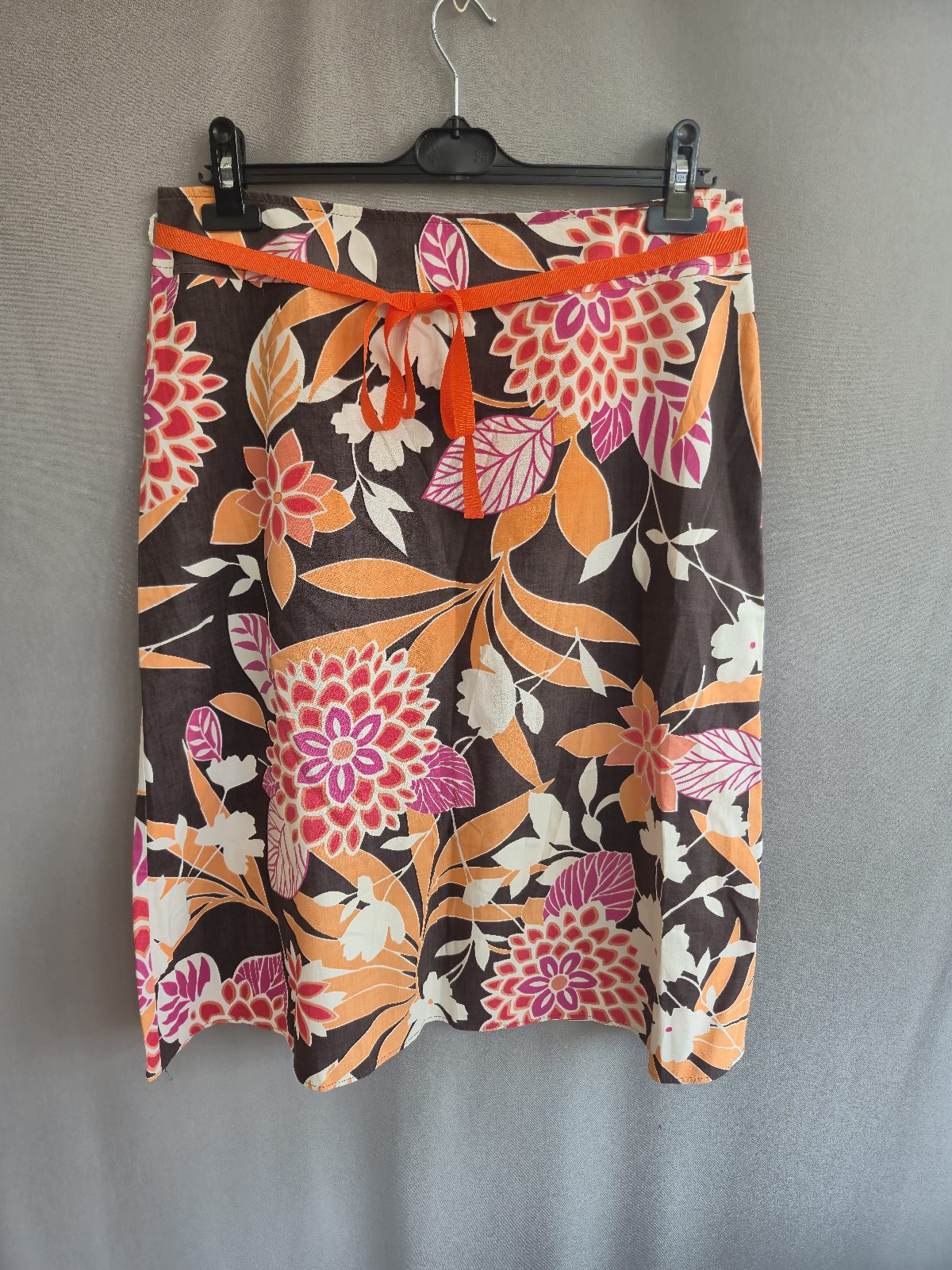 M&S Cotton A-line Summer Skirt Size 14 Bold Floral Print Holiday