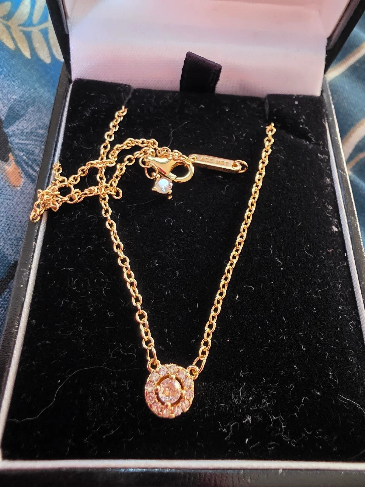 14k gold-plating Pave Halo Pendant Necklace