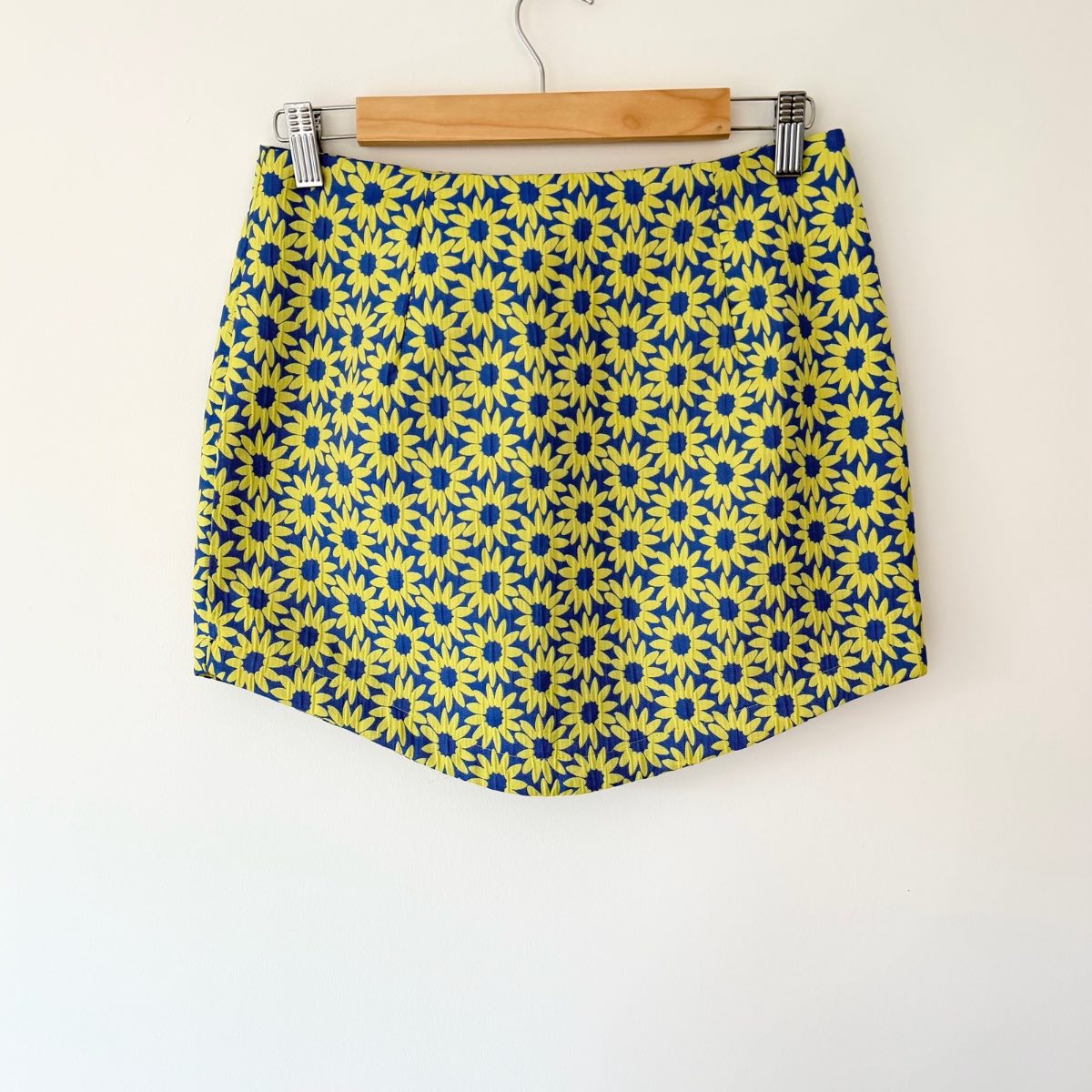 Daisy Street Mini Skirt Woman’s UK S Blue Yellow Sunflower Floral A-Line Summer Holiday
