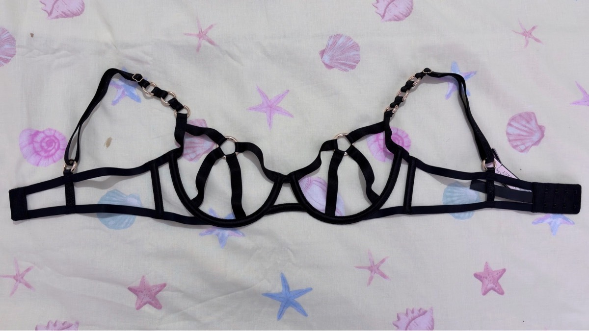 NWT Victoria's Secret Black Unlined Strappy Balconette Bra M/M Harness Underwire O-Ring Bralette