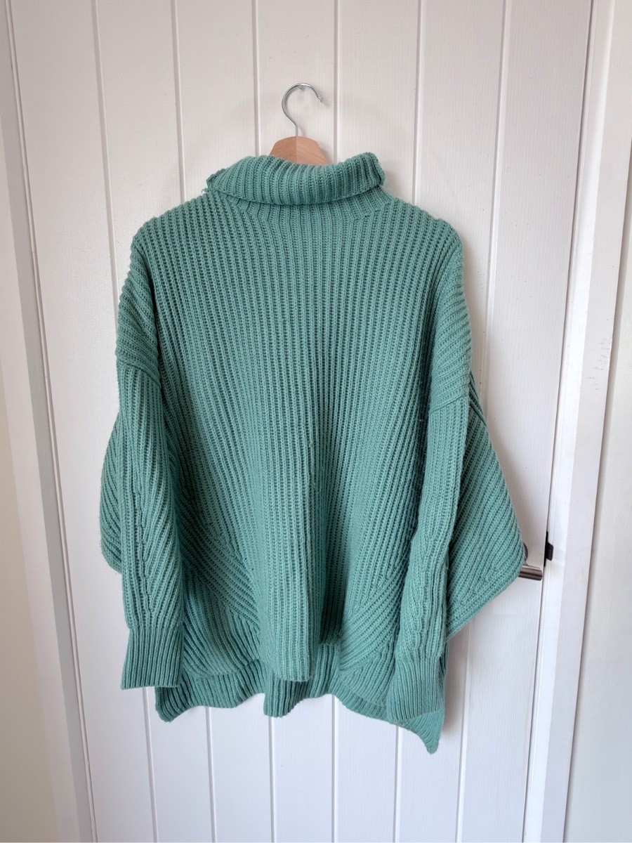 Missguided Sage Green Chunky Knit Roll Neck Jumper Oversized Size UK 6/8