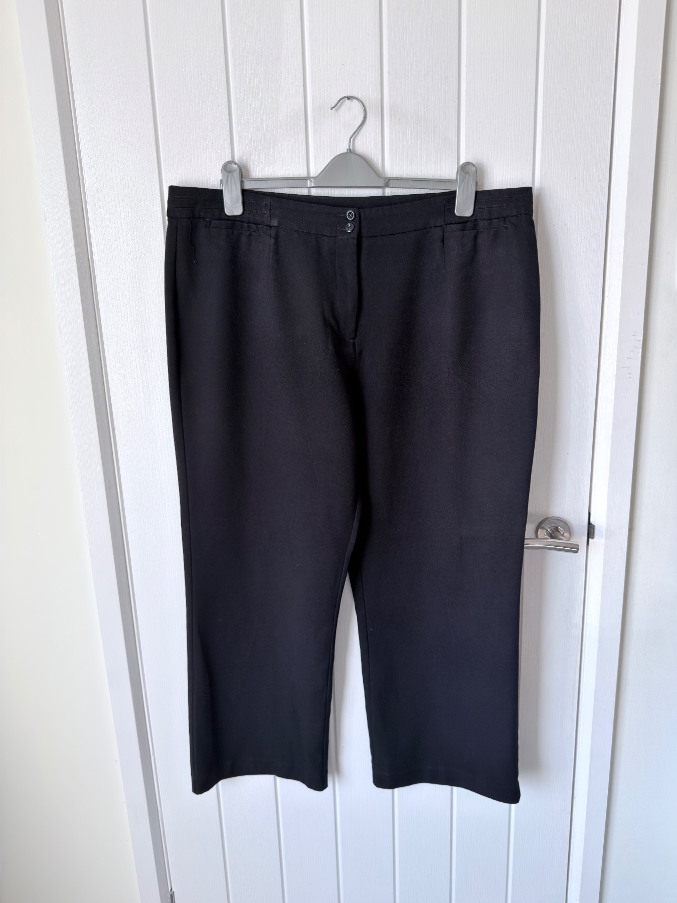 Isle Edinburgh Woollen Mill Black Trousers Smart Tailored Straight Leg Size 22