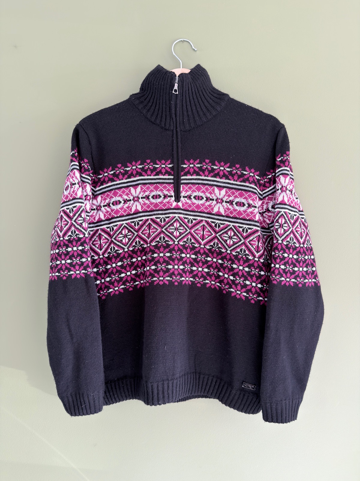 CMP Lined Nordic Fair Isle Half-Zip Wool Blend Jumper Size Medium / I 46 / D 40