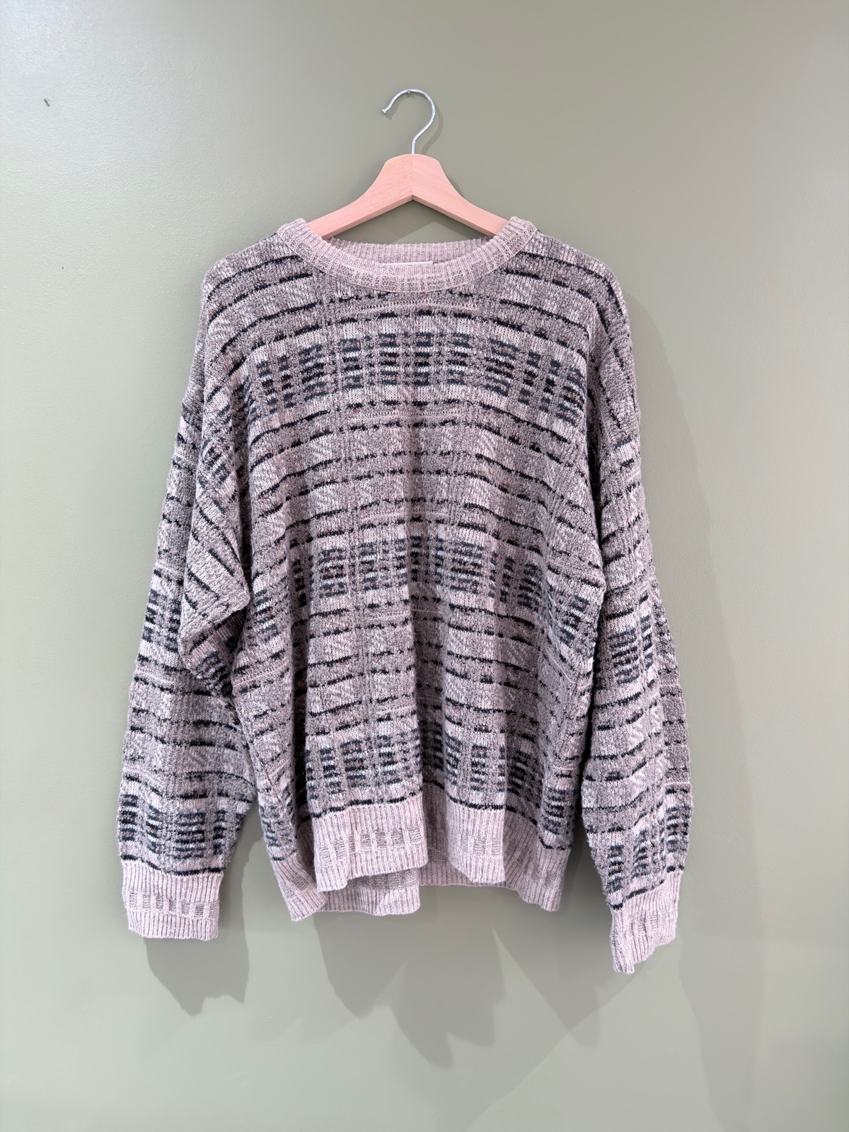 Vintage Joes Casual Jos A Bank Mens Large Wool Blend Jumper Grandadcore - Defect