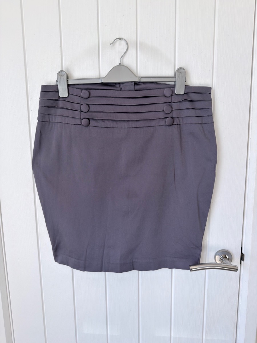 ASOS Grey Purple Pencil Skirt UK 18 Corporate Office Bodycon Mini Midi Smart Casual