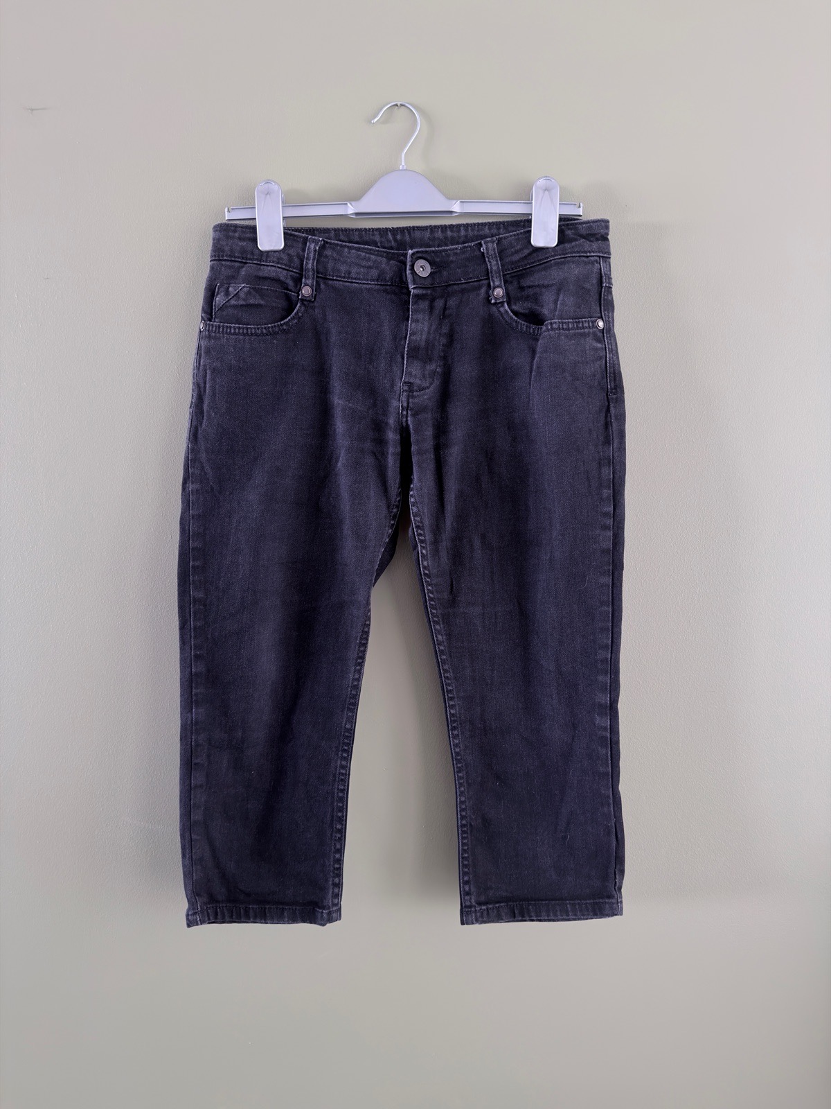 Vintage Wrangler Molly Cropped Jeans Black Faded Wash Stretch Denim Size W32