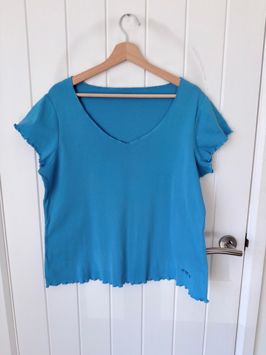 Vintage Y2K Per Una Lettuce Hem Top Blue Size 18