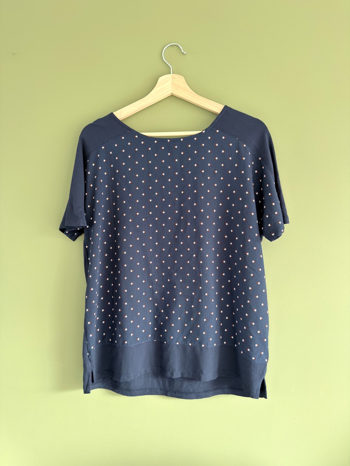 M&S Collection Women's Navy Geometric Print Short Sleeve Top Size UK 12