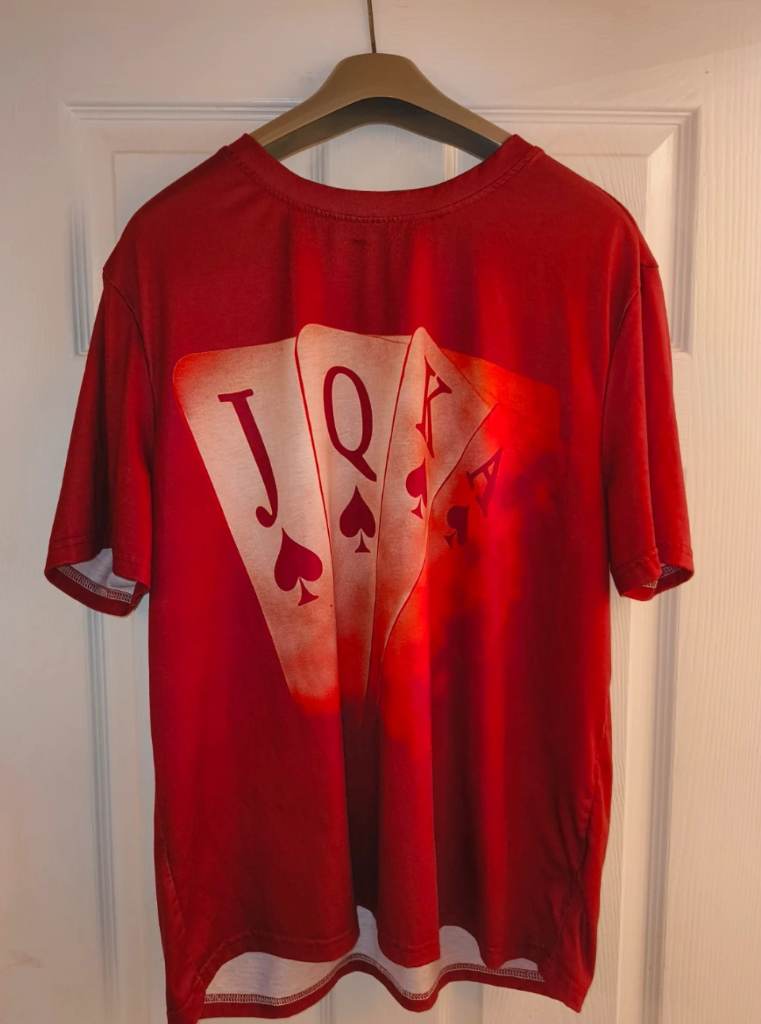 Manfinity Mens 1XL Red Short Sleeve T Shirt With Poker Design Print