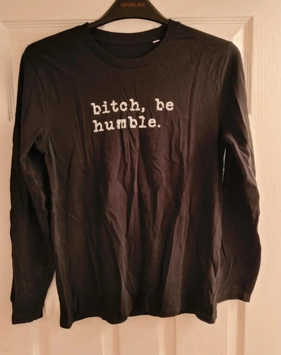 Stanley/ Stella Long Sleeve Man Small with Slogan In Black