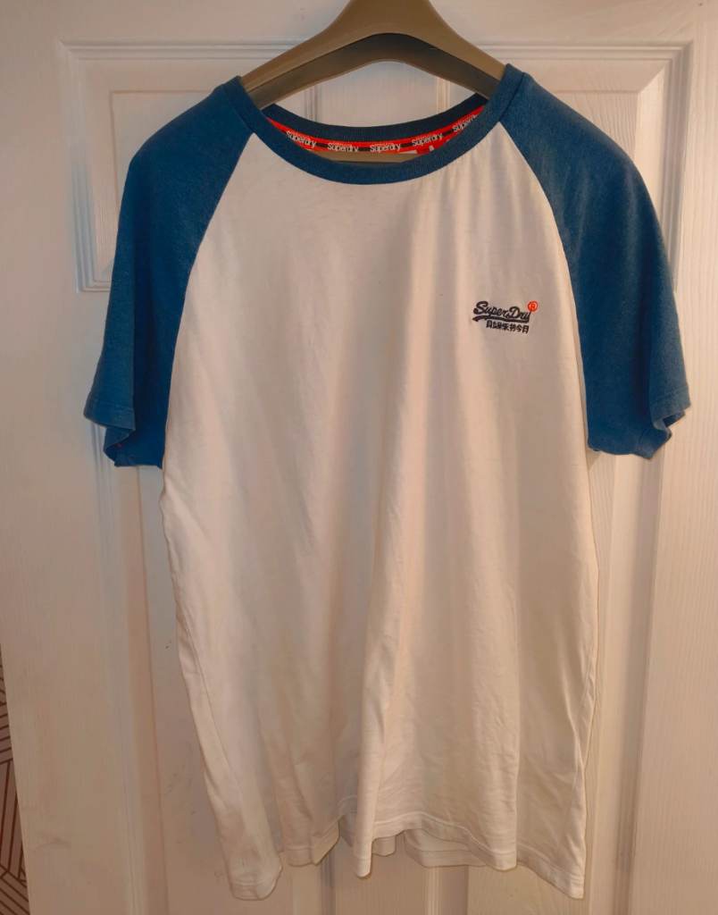 Men's Two Tone White And Navy Super Dry T-Shirt Size  XL Extra Large