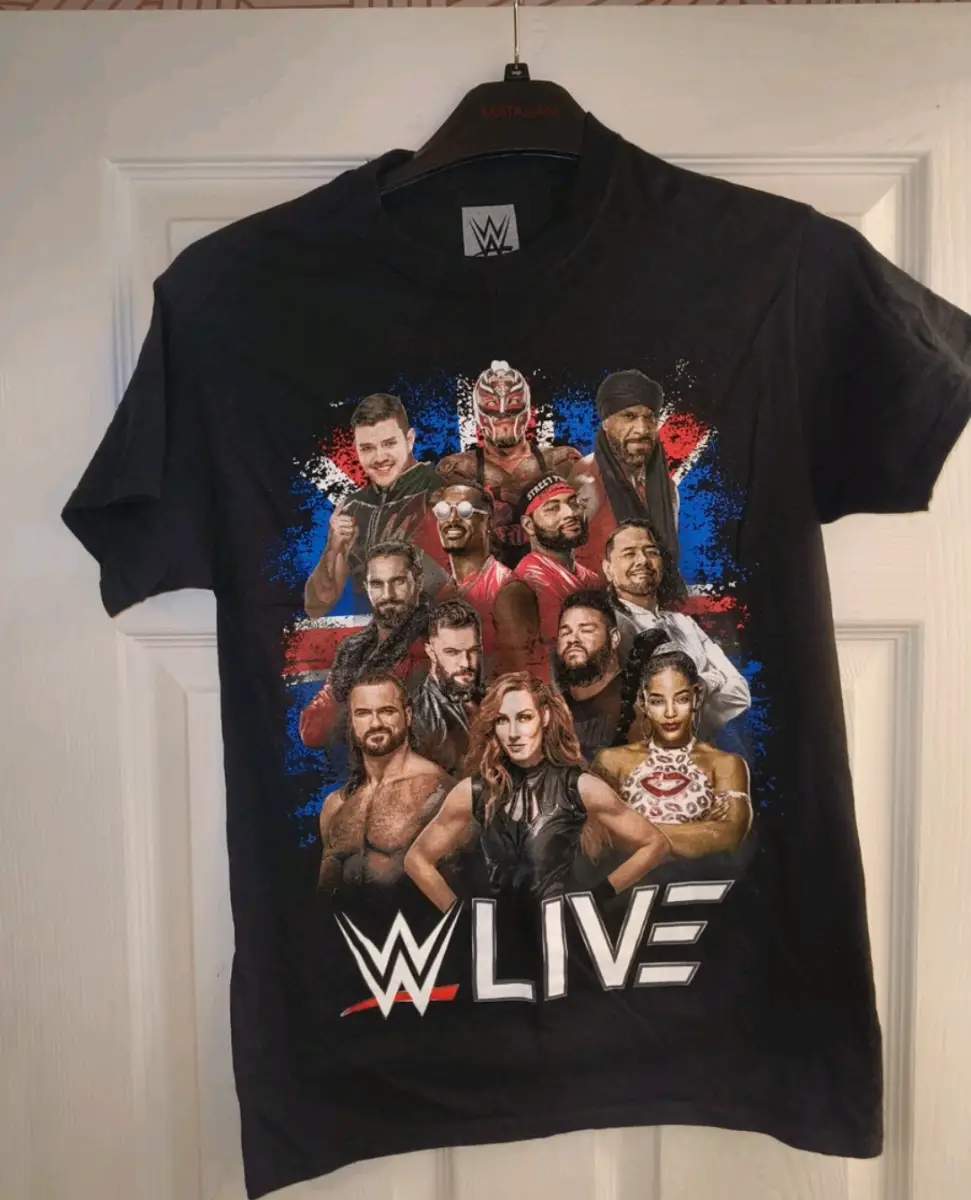 WWE Live T Shirt 2021 UK United Kingdom Tour Black Size S