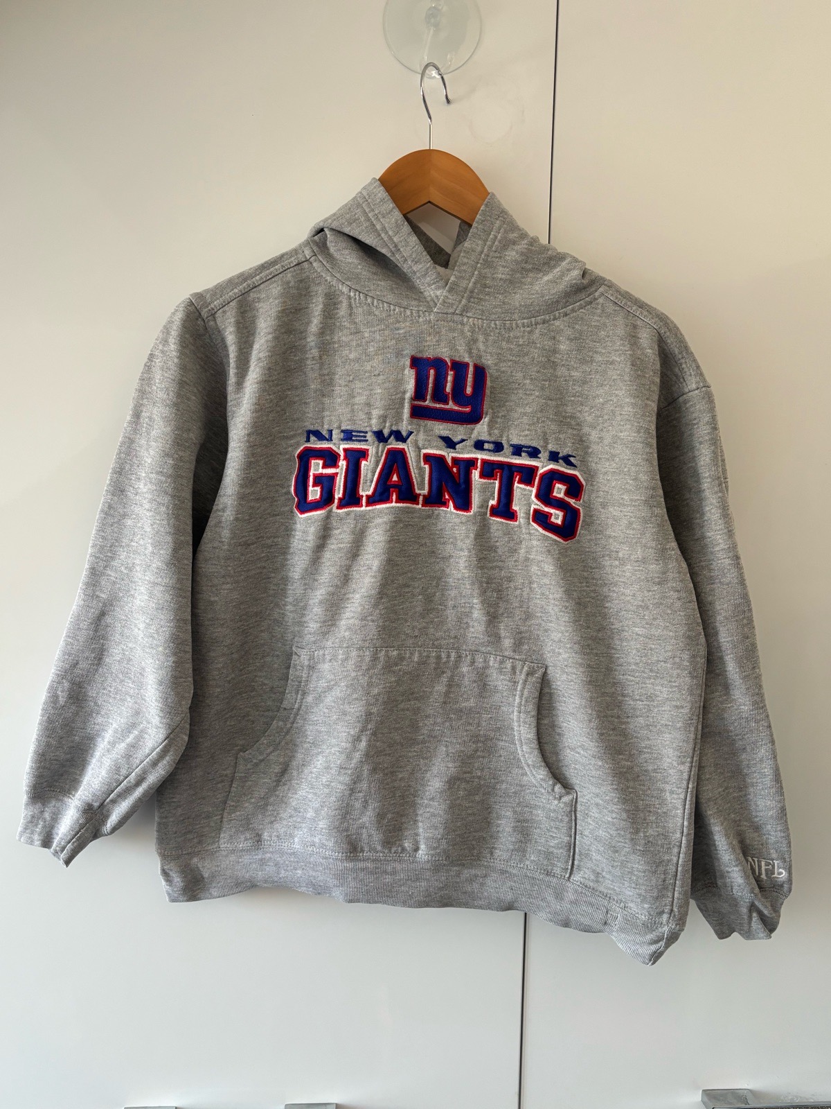 NFL New York Giants Embroidered Grey Hoodie - Size L (Youth/Junior) 14-16