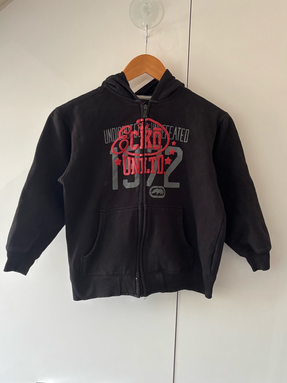 Boys Ecko Unltd. Black Full-Zip Graphic Hoodie (Age 7 / Size 7)