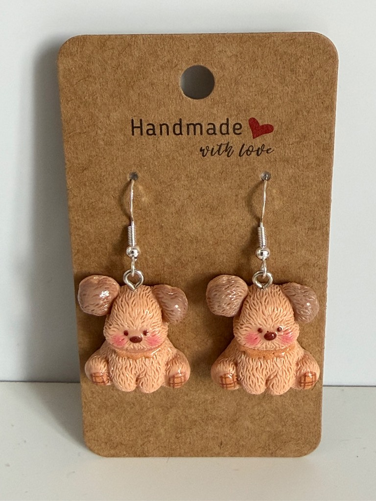 Sterling Silver Earrings - Dogs (brown) - Brand New & Sealed!!