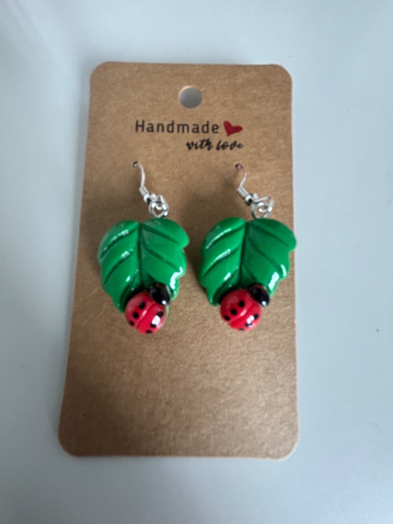 Sterling Silver Earrings - Ladybird on Leaf - Brand New & Sealed!!