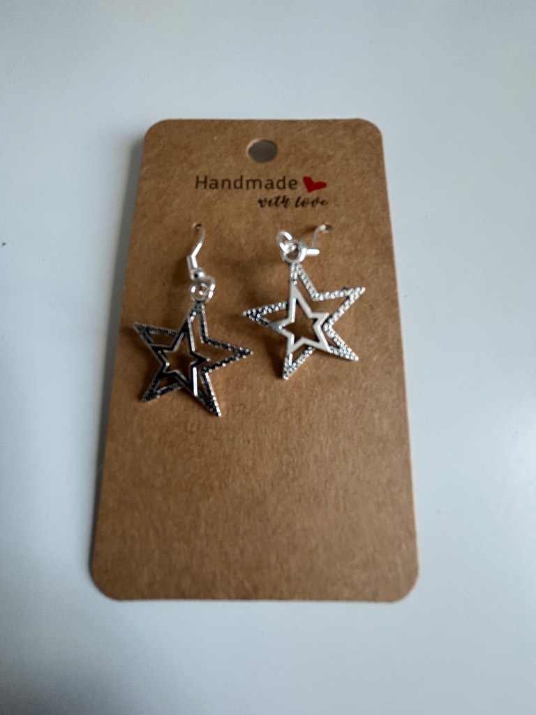 Sterling Silver Earrings - Double Star - Brand New & Sealed!!