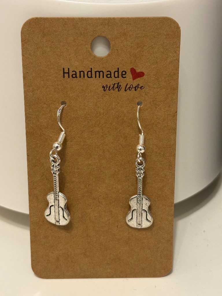 Sterling Silver Earrings - Guitars - Brand New & Sealed!!