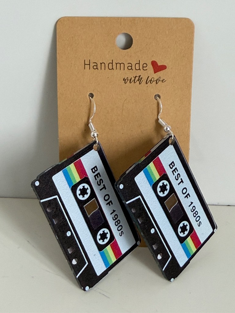 Sterling Silver Earrings - Retro Best of 1980s Cassettes - Brand New & Sealed!!