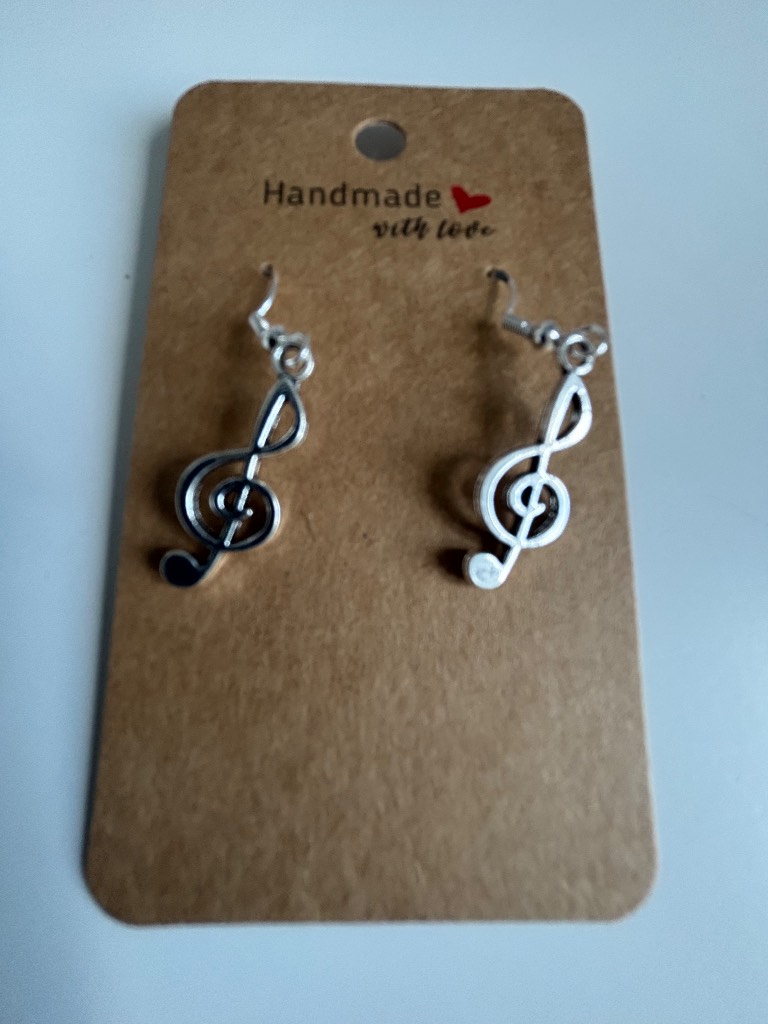 Sterling Silver Earrings - Single Musical Note - Brand New & Sealed!!