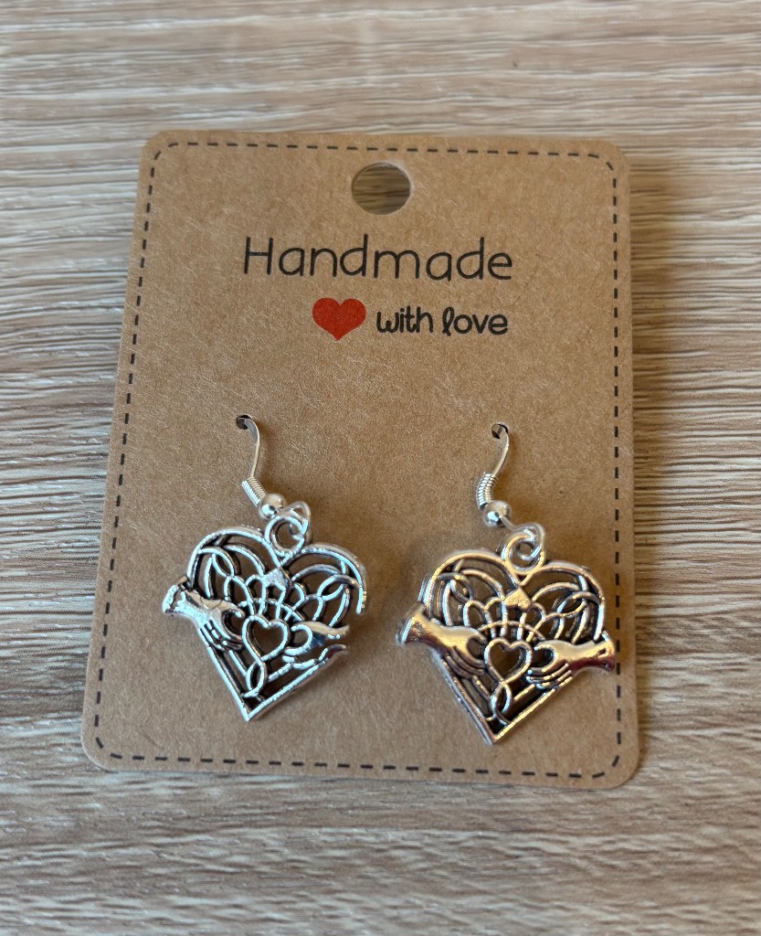Sterling Silver Earrings - Irish Claddagh (Hand & Heart) - Brand New & Sealed!!