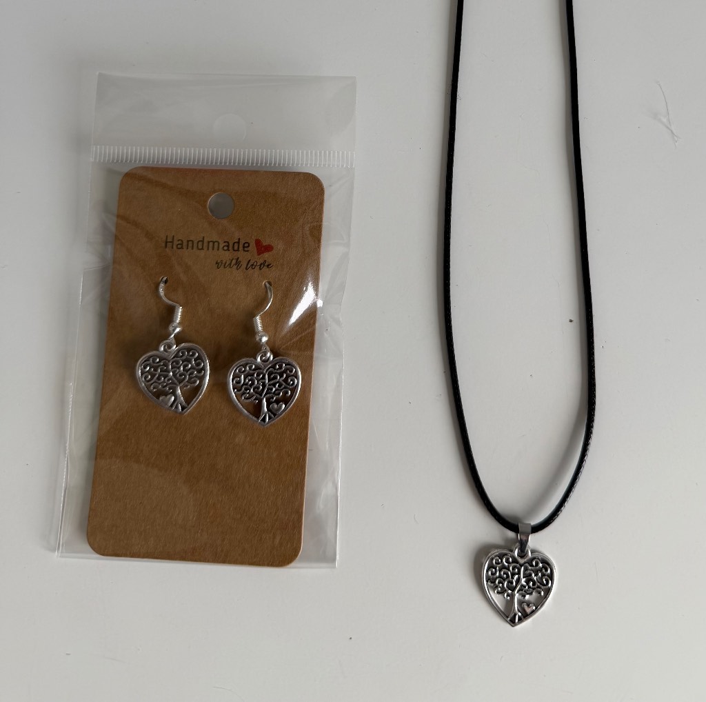 Sterling Silver Earrings & Necklace - Heart Tree of Life - Brand New & Sealed!!
