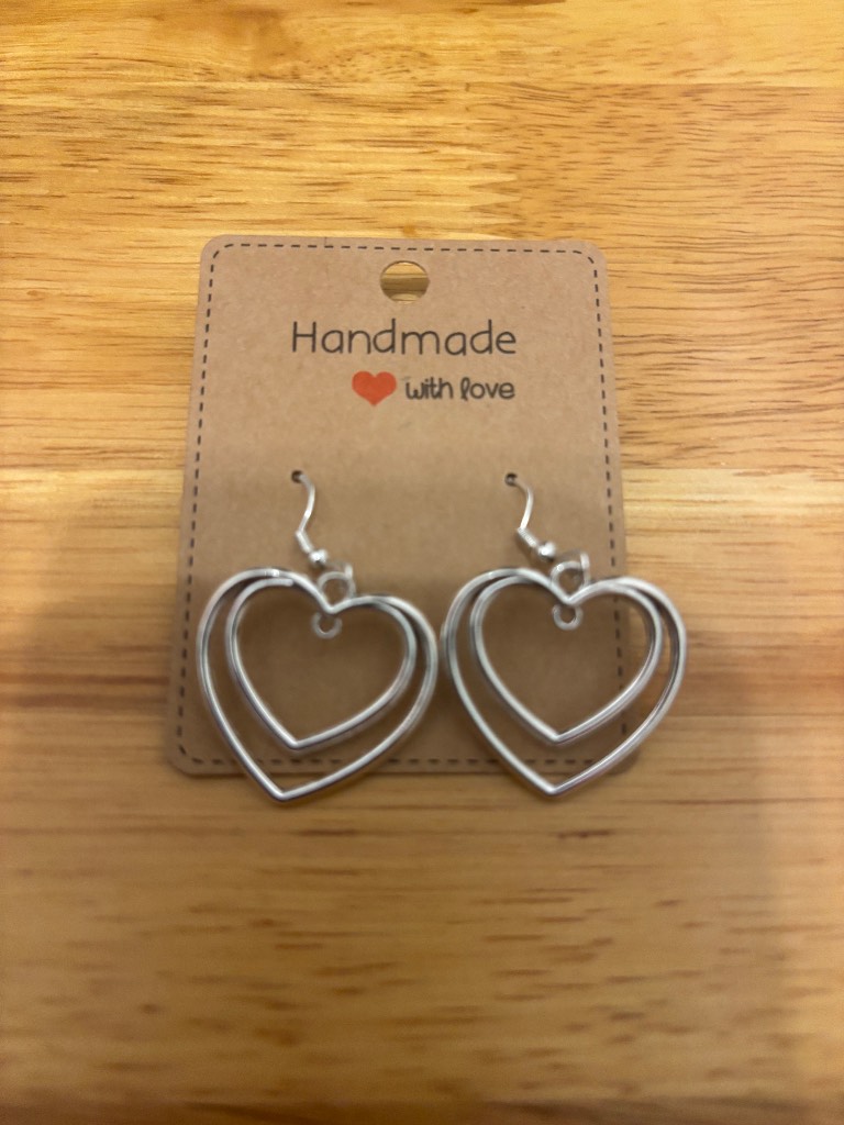 Sterling Silver Earrings - Double Heart (Large) - Brand New & Sealed!!