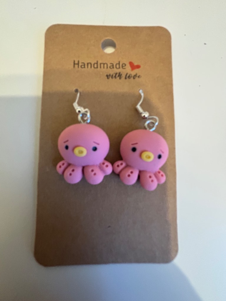 Sterling Silver Earrings - Pink Octopus - Brand New & Sealed!!
