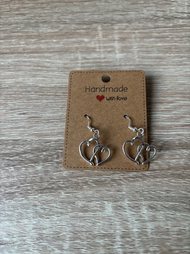 Sterling Silver Earrings - Interlocking Hearts - Brand New & Sealed!!