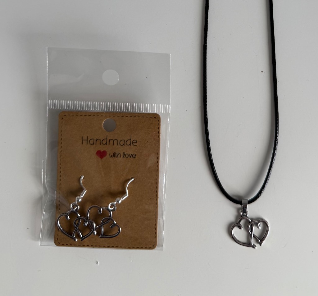 Sterling Silver Earrings & Necklace - Interlocking Hearts - Brand New & Sealed!!