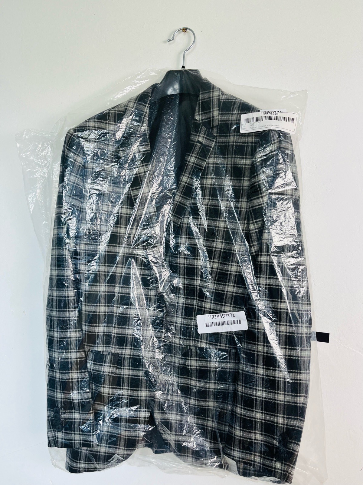 Topman suit jacket in grey check
