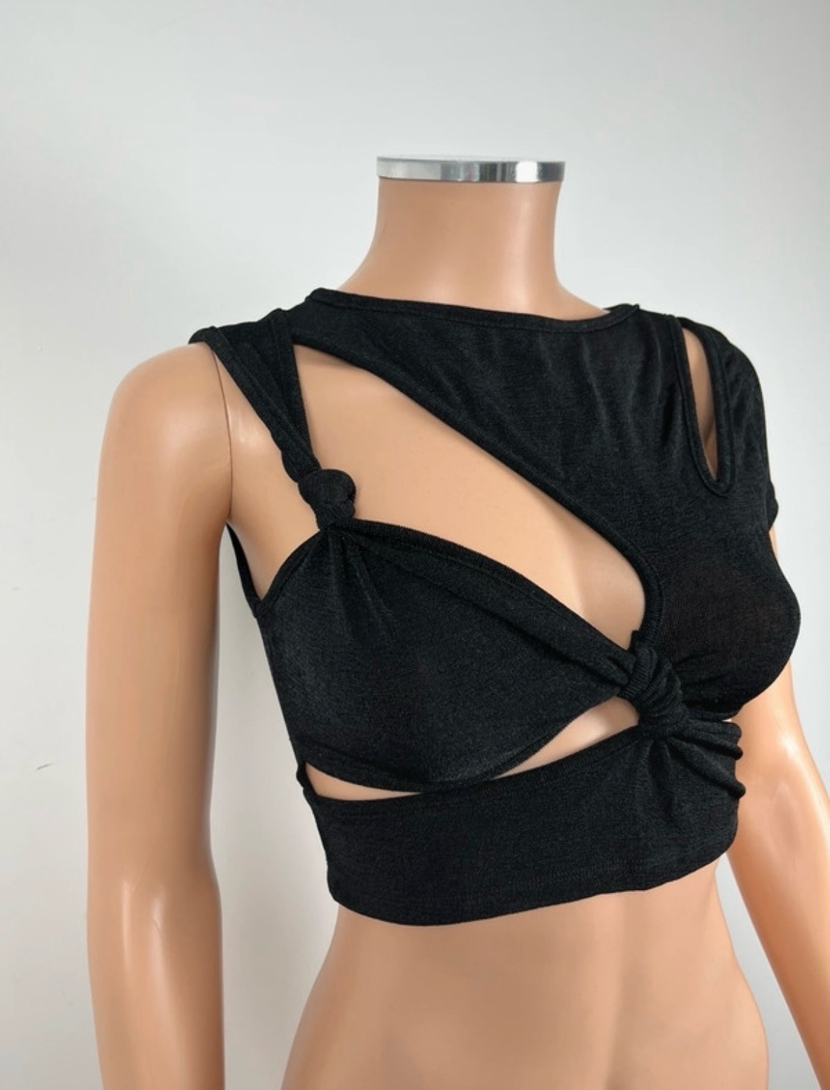 ASOS AsYou knot cut out crop top in black